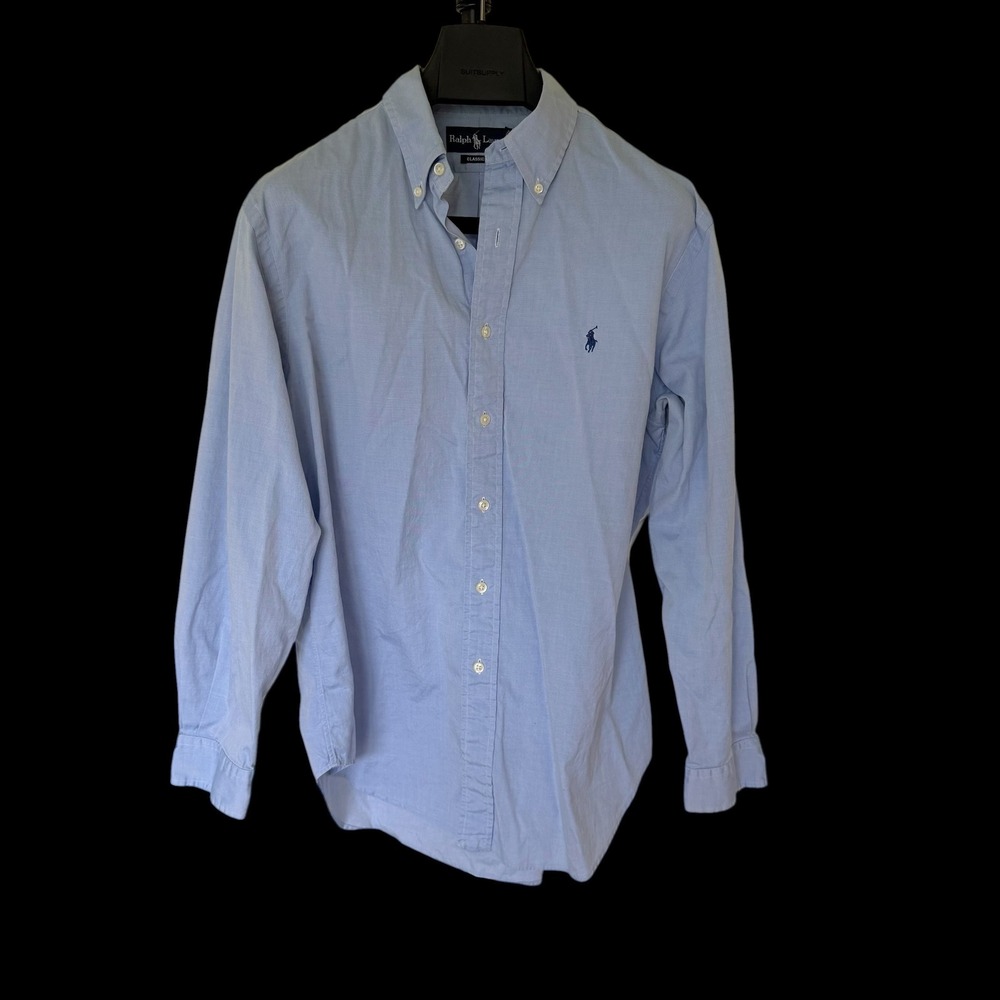 Polo Ralph Lauren Blue Oxford Button Down Shirt Classic Fit 16 32/33